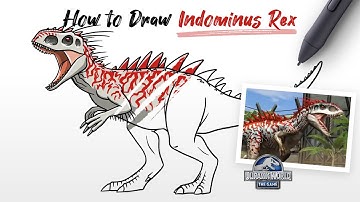How to Draw Indominus Rex level 40 dinosaur from Jurassic World The Game Easy Step By Step