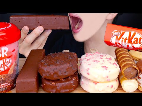 ASMR GIANT KITKAT PINT CHOCOLATE ICE CREAM MUKBANG 대왕킷캣 초콜릿아이스크림 먹방 アイスクリーム咀嚼音 Es krim EATING SOUNDS