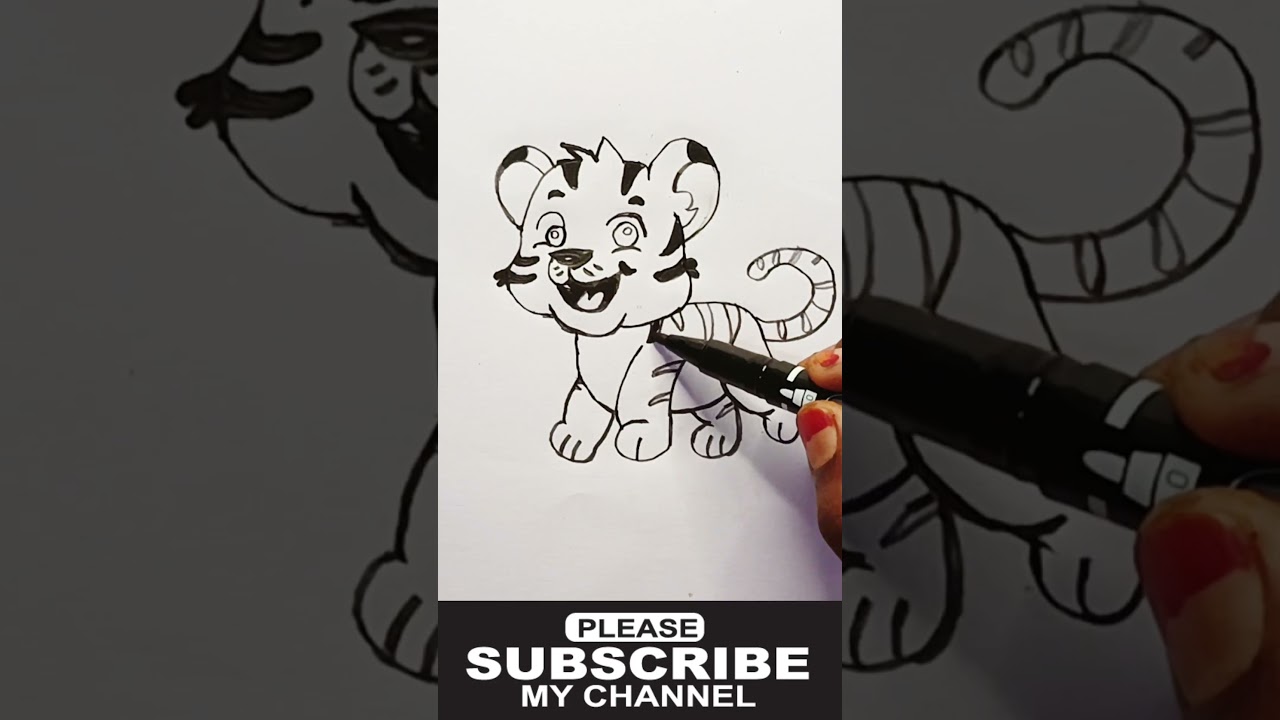 Draw a Cute Baby Tiger in Easy Steps 
