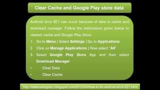 HOW TO FIX ANDROID ERROR 921