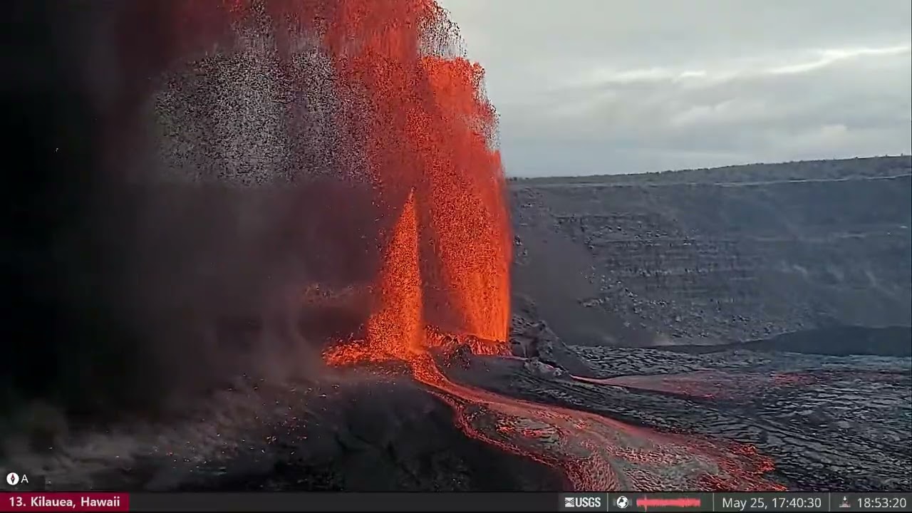 May 25, 2025: Firehose Fountaining Sends Lava 300m into the Air at Kilauea Volcano, Hawaii (Cam A)