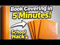 Book Covering in 5 Minutes 🔥 | Easy School Hack with Paper Roll #bookcover #schoolhacks 