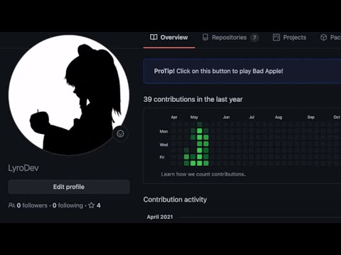 Bad Apple in GitHub contributions panel