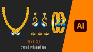 realistic vector jewelry set created in adobe illustrator, Not A Tutorial. #vectorart #jewellery
