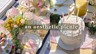 setting up a cute picnic