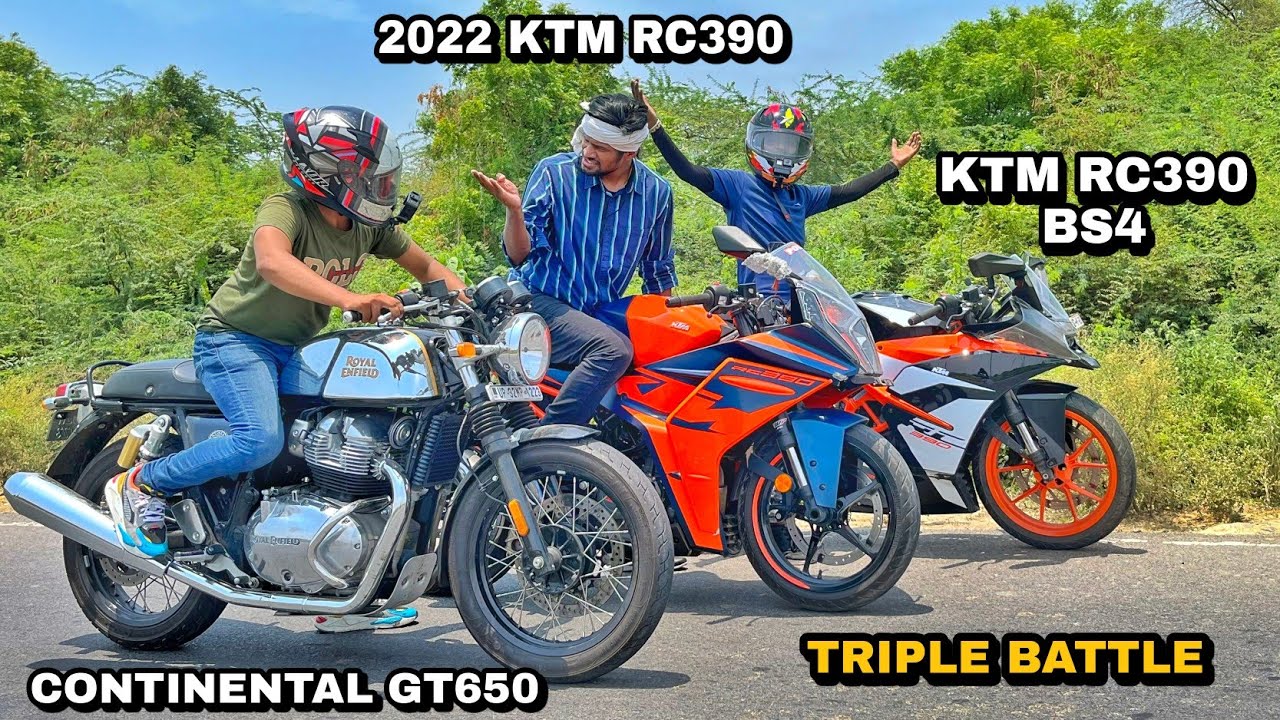 2022 KTM RC 390 Vs Continental GT 650 vs KTM RC 390 Bs4 | Race Till Their Potential