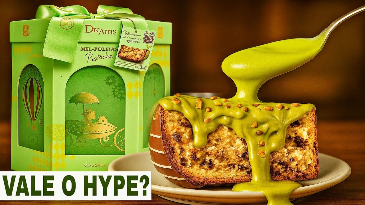 Provei o NOVO Panetone de PISTACHE Mil-Folhas da Cacau Show 2025 – Vale Mesmo o Hype?