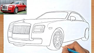 Rolls Royce Car Drawing Easy | How To Draw A Rolls Royce Ghost Easily |Rolls Royce Ghost 🔥 Realistic