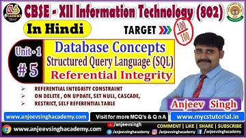 Class 12 IT 802 Unit-1 Database Concepts: Referential Integrity Constraint  (Hindi) | XII IT 802