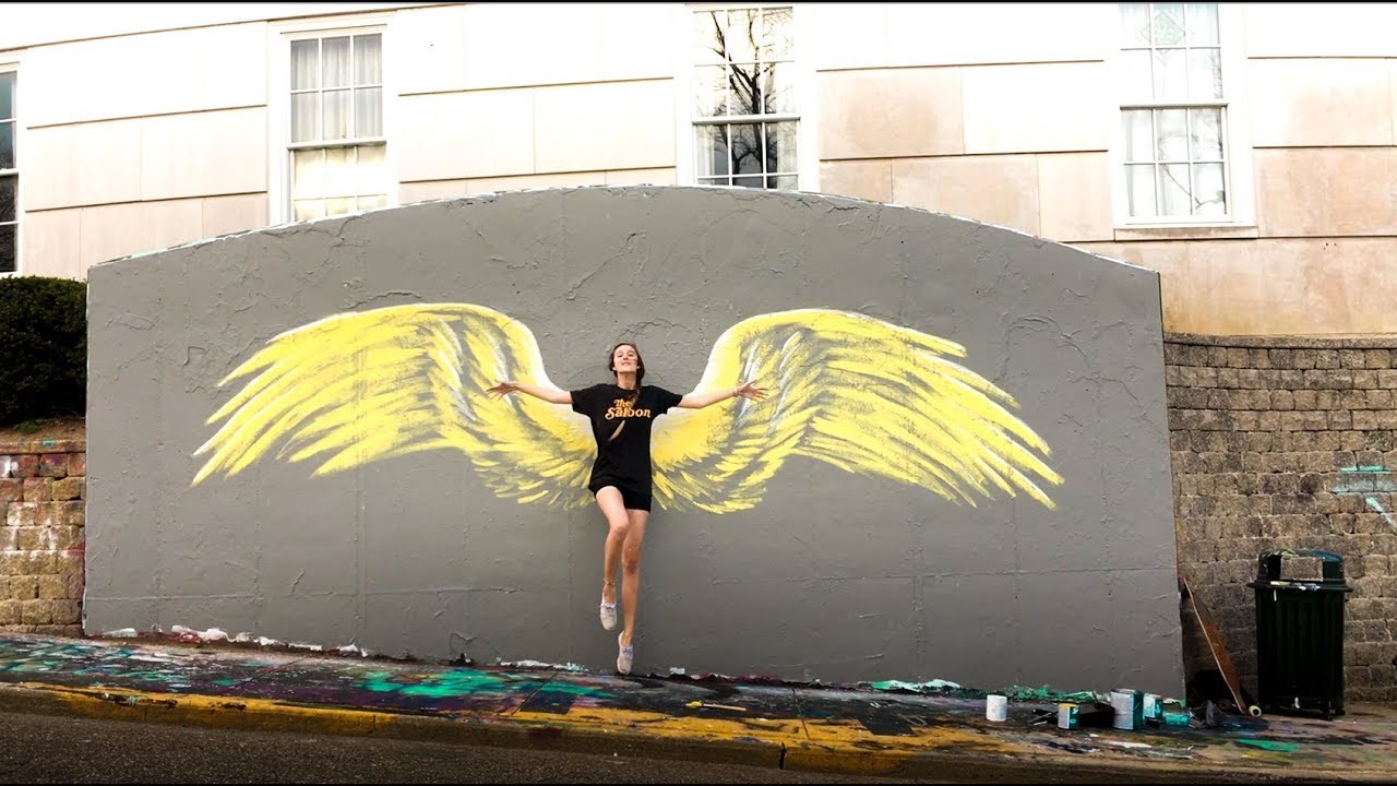 Beautiful Wing Mural Timelapse YouTube