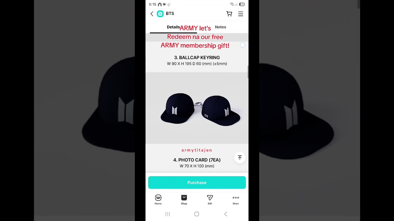 ARMY let's Redeem na our free ARMY membership gift  from Weverse shop !