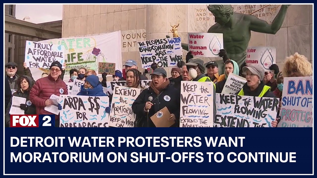 Detroit water protesters want moratorium on shut-offs to continue - YouTube