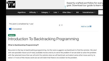 Introduction To Backtracking Programming