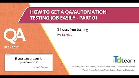 How to get a QA/Automation Testing job quickly-Part -1,2 hours free training by Karthik@ITeLearn