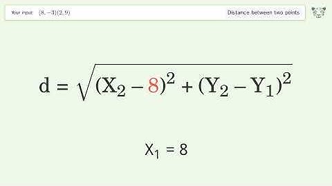 Find the distance between two points p1 (8,-3) and p2 (2,9): Step-by-Step Video Solution