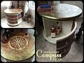 Wood stained art compass table  fruniture flip by uniquely grace