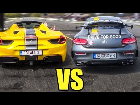 Ferrari 488 Spider Vs Mercedes C63S AMG - DRAG RACE!