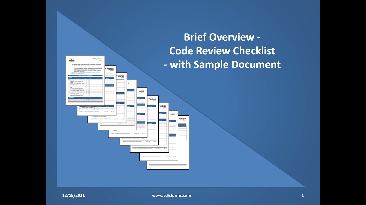 Brief Overview - Code Review Checklist - with Sample Document - YouTube
