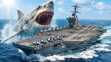 GIANT MEGALODON ATTACKS AIRCRAFT CARRIER - They Called Navy For help