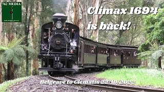 Climax Locomotive 1694 to the Paradise Hotel! Puffing Billy Railway 22/10/2022