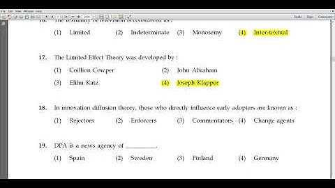 Mass Communication and Journalism UGC NET Examination Question Paper 2 2017 November