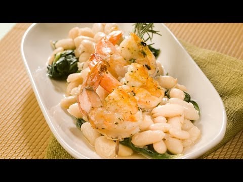 Grilled Shrimp with Rosemary White Beans