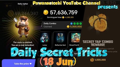 18 June - Hamster Kombat CIPHER Code 🐹 + Gemz Combo Trick 💎 + Memefi Secret Code 🧩 by Pawansatoshi