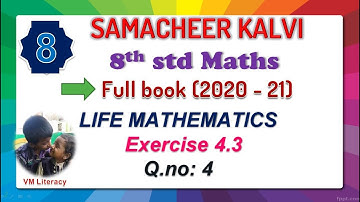 8th std maths full book chapter 4 Life mathematics / Exercise 4.3 Q.no:4 / samacheer kalvi 2020-21