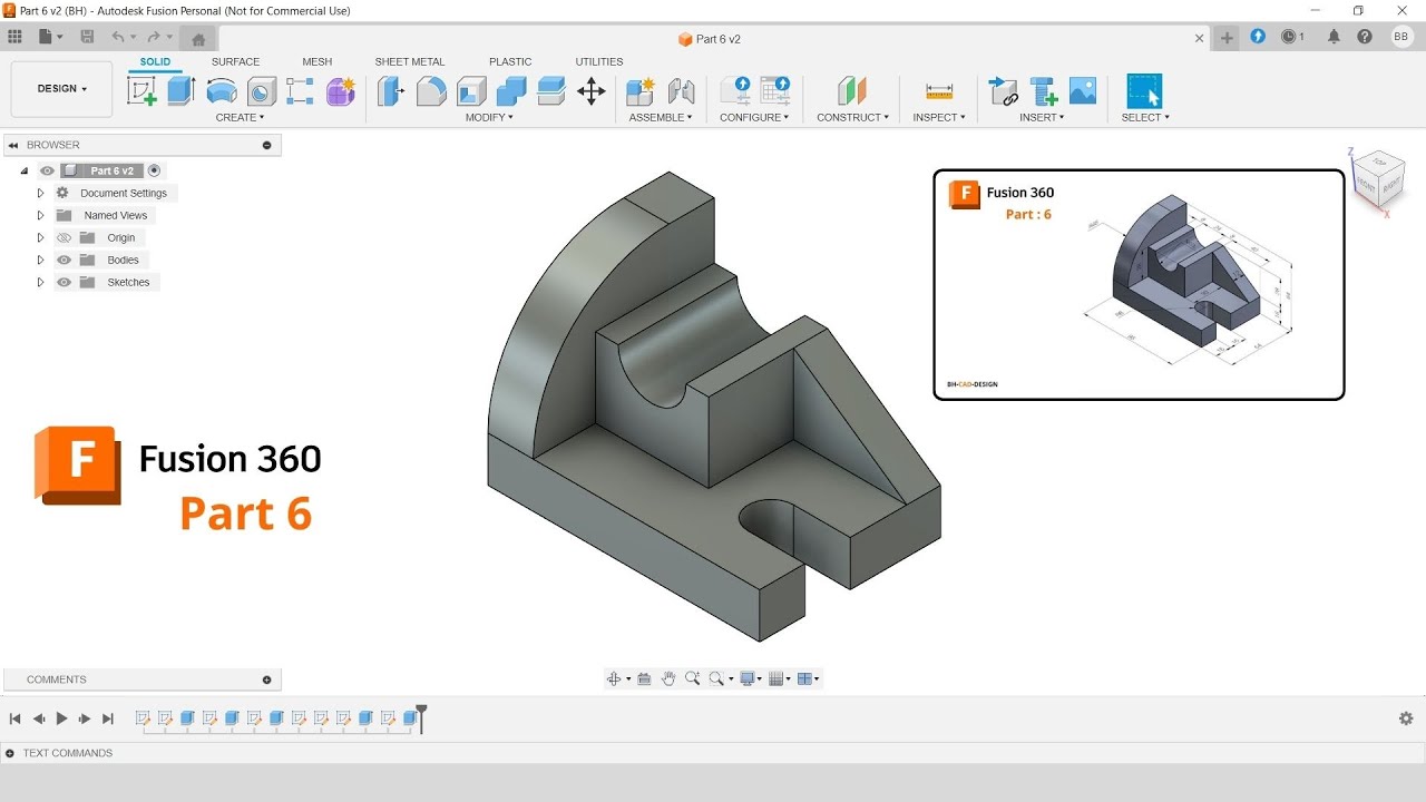 Fusion 360 tutorial 3D Modeling: Part 6 - YouTube