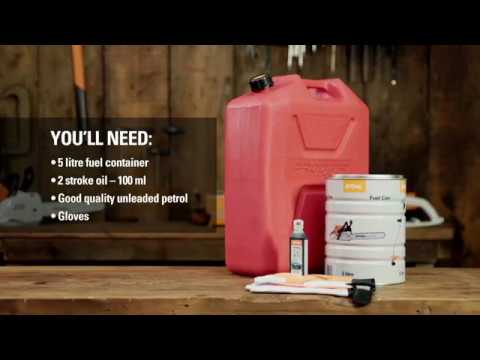 How to mix 2 stroke fuel with a 50:1 ration - YouTube