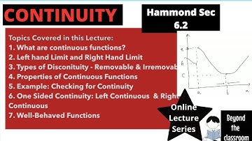 Continuity| Left Hand Limit| Right Hand Limit| Hammond Sec 6.2| MME 1 Sem 1