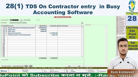 28(1) TDS On Contractor individual entry  in Busy Accounting Software