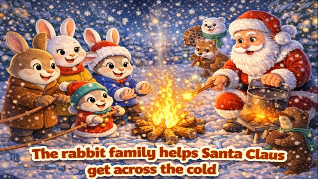 Funny Rabbit Family : The rabbit family helps Santa Claus ward off the cold 🐰🔥🎅❄️| 3D Kids Animation