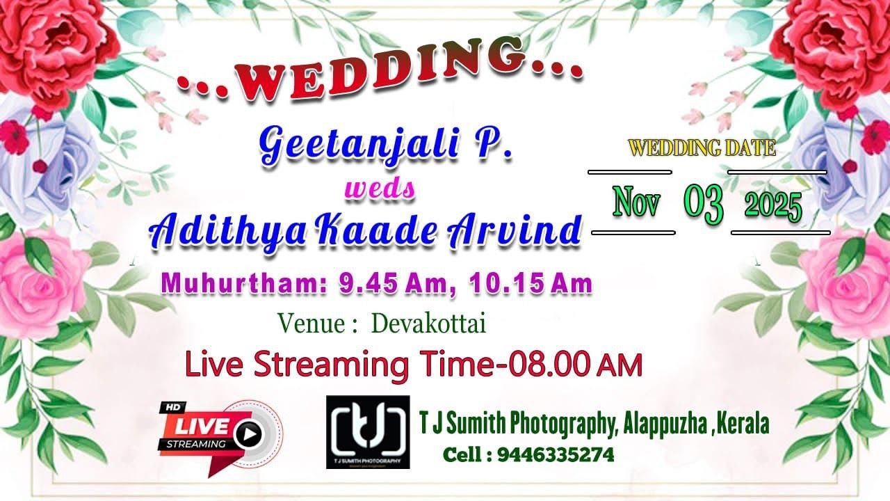 Geetanjali  Weds Adithya Kaade Arvind | Wedding Live Streaming