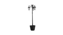 Triple Lantern Solar Powered Post Light with Planter