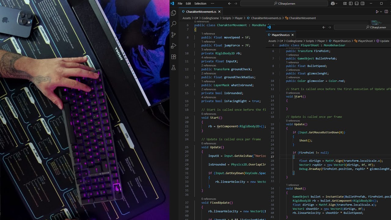 ASMR Programming – Unity 2D Simple Player Shooting Script (No Talking ...