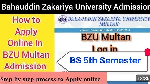 How to Apply Online in Bzu 5th Semester Admissions Fall 2023. step by step