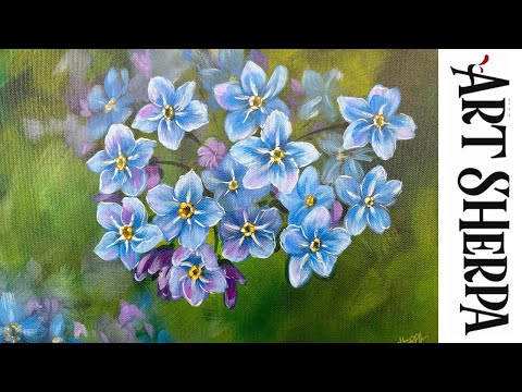 Forget Me Not Flowers  Beginner Acrylic painting Tutorial Step by Step   #AcrylicTutorial