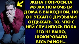 Жена попросила мужа помочь ей дома в выходной но он уехал с друзьями отдыхать. То что случилось