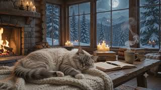 Cozy Cat by the Fireplace 🐾🎄 Christmas Ambience with Soft Music screenshot 3