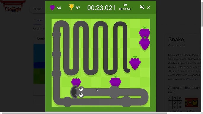 Google Snake Game - Multi Mode - 100 Apples in 2:03.733 