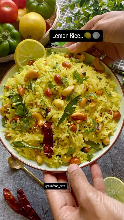 5 Min recipe with leftover rice | Lemon Rice | #southindianfood #lemonrice #shorts #youtubeshorts