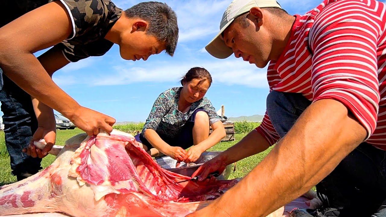 Mongolian Food - EXTREME BBQ SHEEP HEAD in Mongolia | RARE Nomadic Food in Mongolia! | Luke Martin