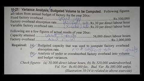 Cost accounting lecture 23(FOH)-Variance Analysis_Computation of Normal Capacity-Topic-(Ex.No.10-27)