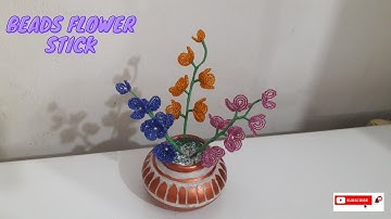 How to make flower stick with seed beads || Easy tutorial step by step || Rowshan Ara Handicrafts