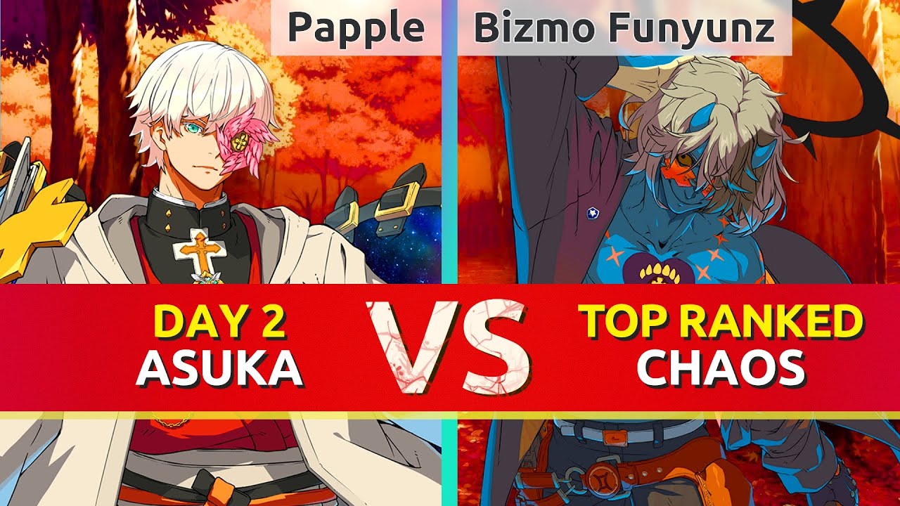 GGST ▰ Papple (Day 2 Asuka) vs Bizmo Funyunz (TOP Ranked Happy Chaos). Gameplay