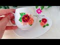 Polymer clay peony and rose flowers on a mug ورد بيوني( فاوانيا) و ورد بلدي بالصلصال الحراري على ماج