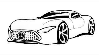 Mercedes Araba Çizimi Kolay - How To Draw Mercedes Benz Amg Vision Gt - Easy Mercedes Drawing Cars