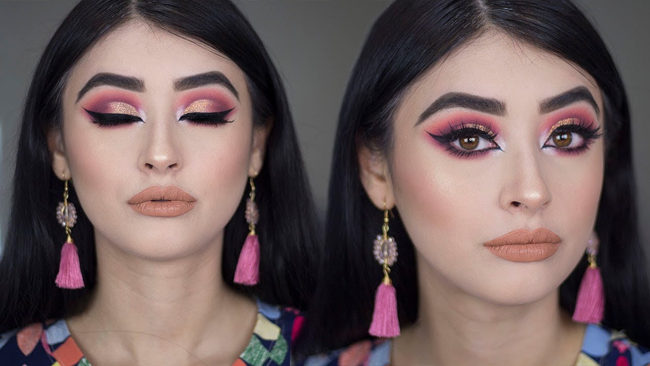 Maquillaje inspirado en los atardeceres | Rosa con glitter dorado