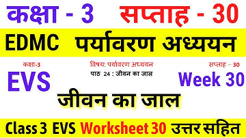EDMC Class 3 EVS Week 30 Worksheet 30 पर्यावरण अध्ययन सप्ताह 30 जीवन का जाल Week 30